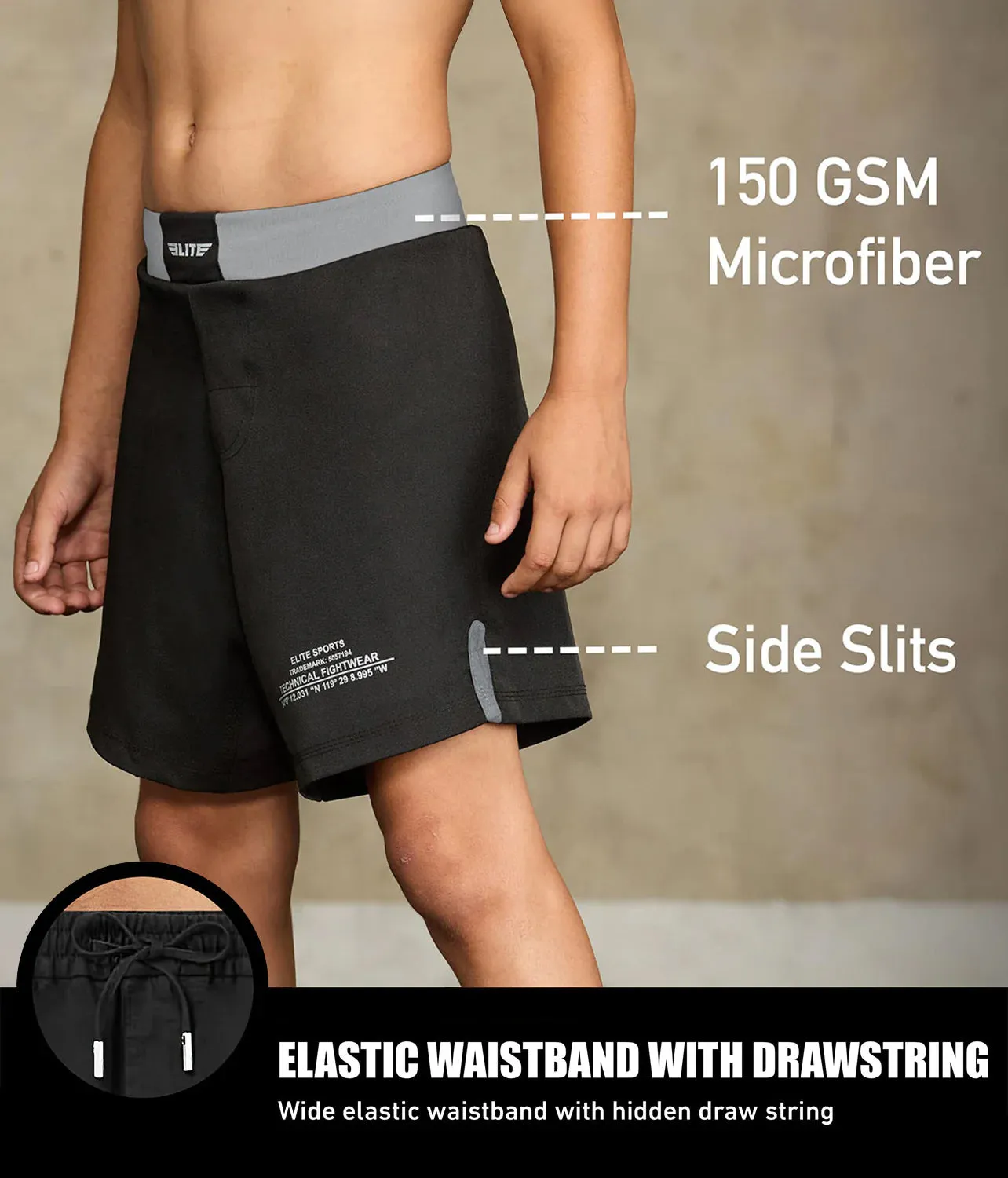 Kids' Black Jack Gray Wrestling Shorts
