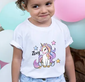 Kinder T-Shirt Einhorn personalisiert mit Name Mädchen