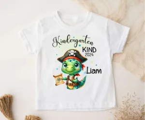Kindergartenkind T-Shirt Pirat Dinosaurierer personalisiert Kita Kind Jungen Kindergarten Start