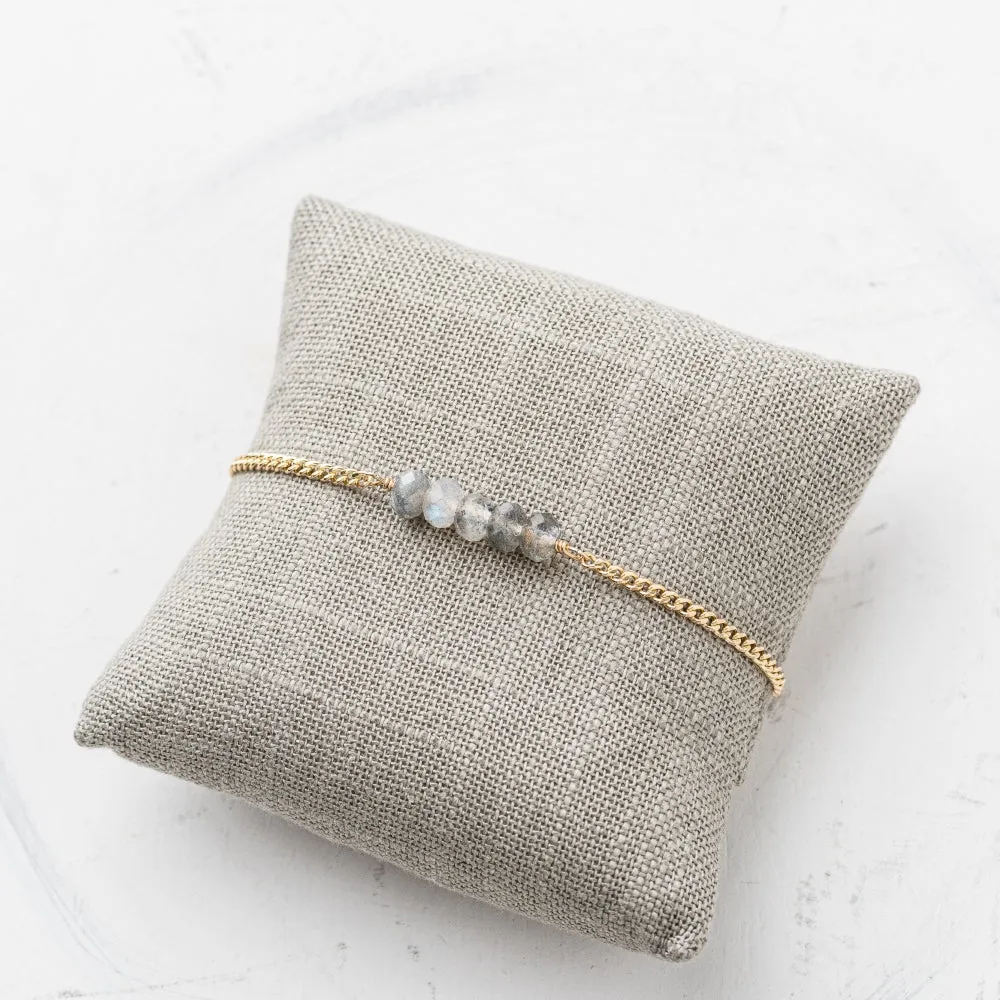 Labradorite Stack Bracelet on Gold Curb Chain