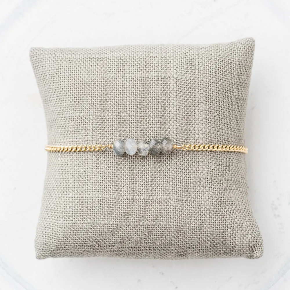 Labradorite Stack Bracelet on Gold Curb Chain