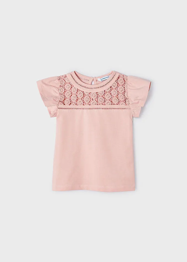 Lace Detailed T-Shirt - White or Peach