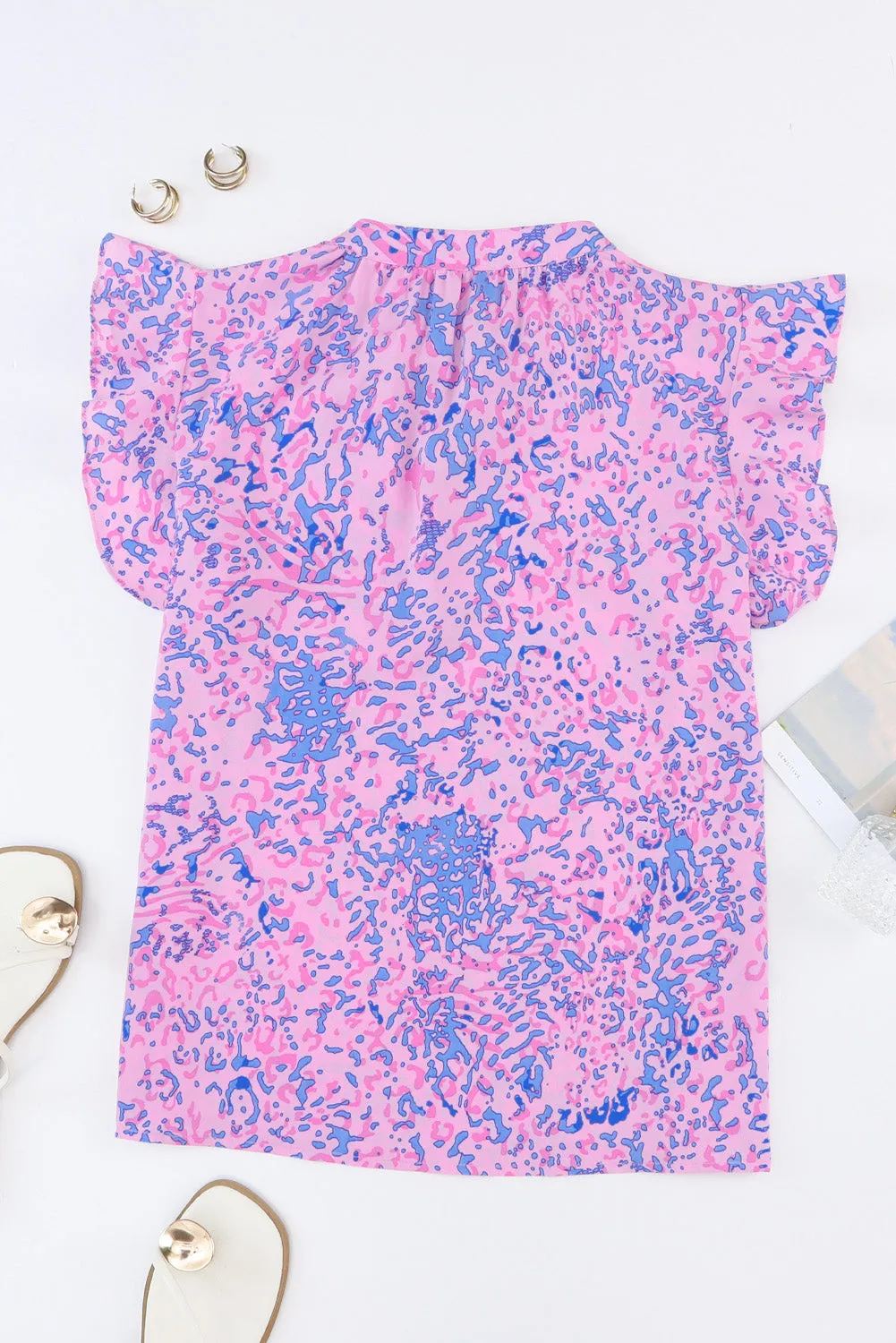 Lace up Ruffle Leopard Print Top
