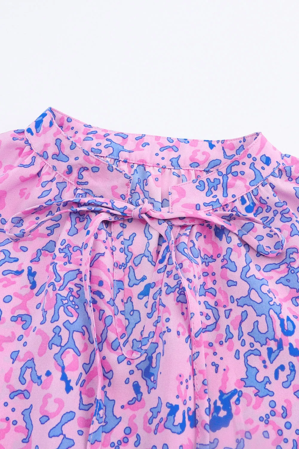 Lace up Ruffle Leopard Print Top