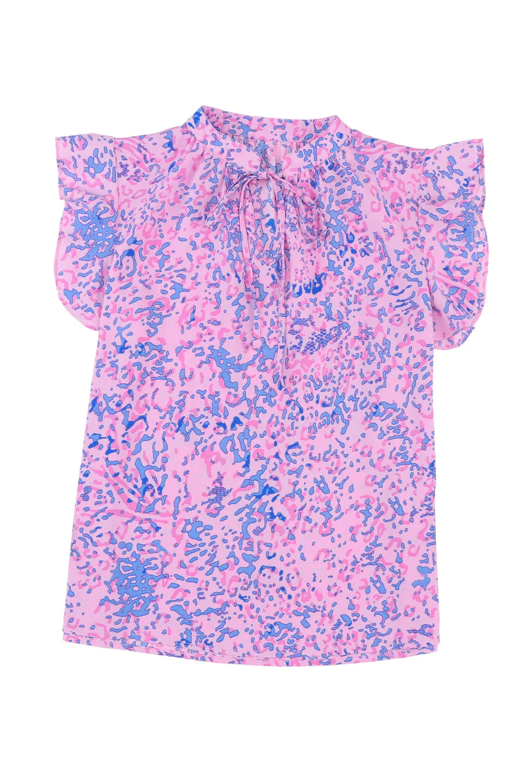 Lace up Ruffle Leopard Print Top