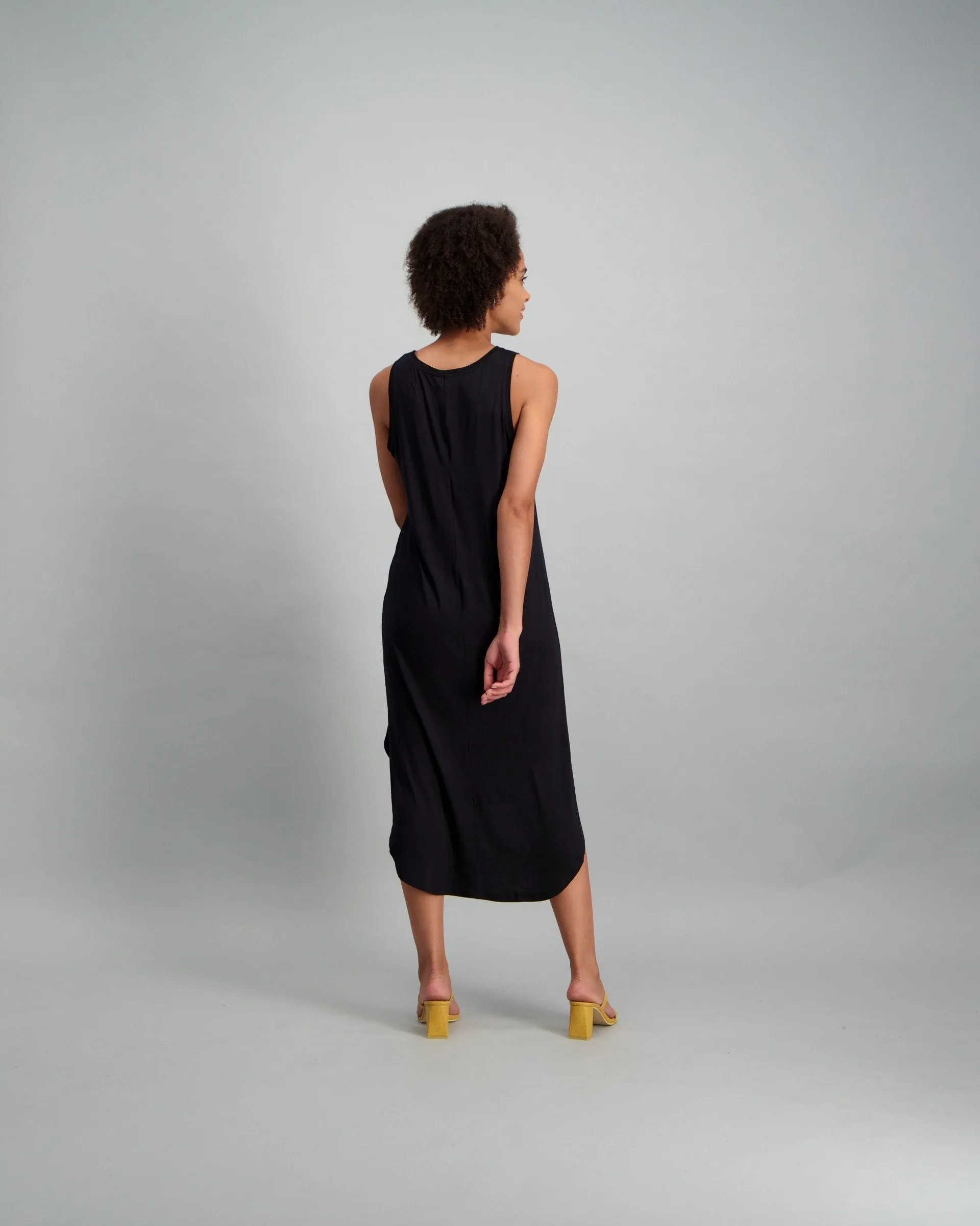 Ladies Sleevelss Tank Hi-Lo Dress - Black