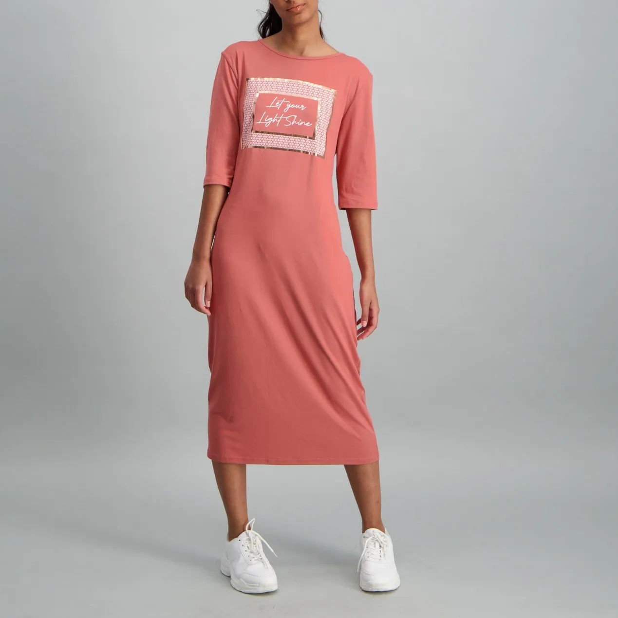 Ladies Slogan Tube Dress - Blush