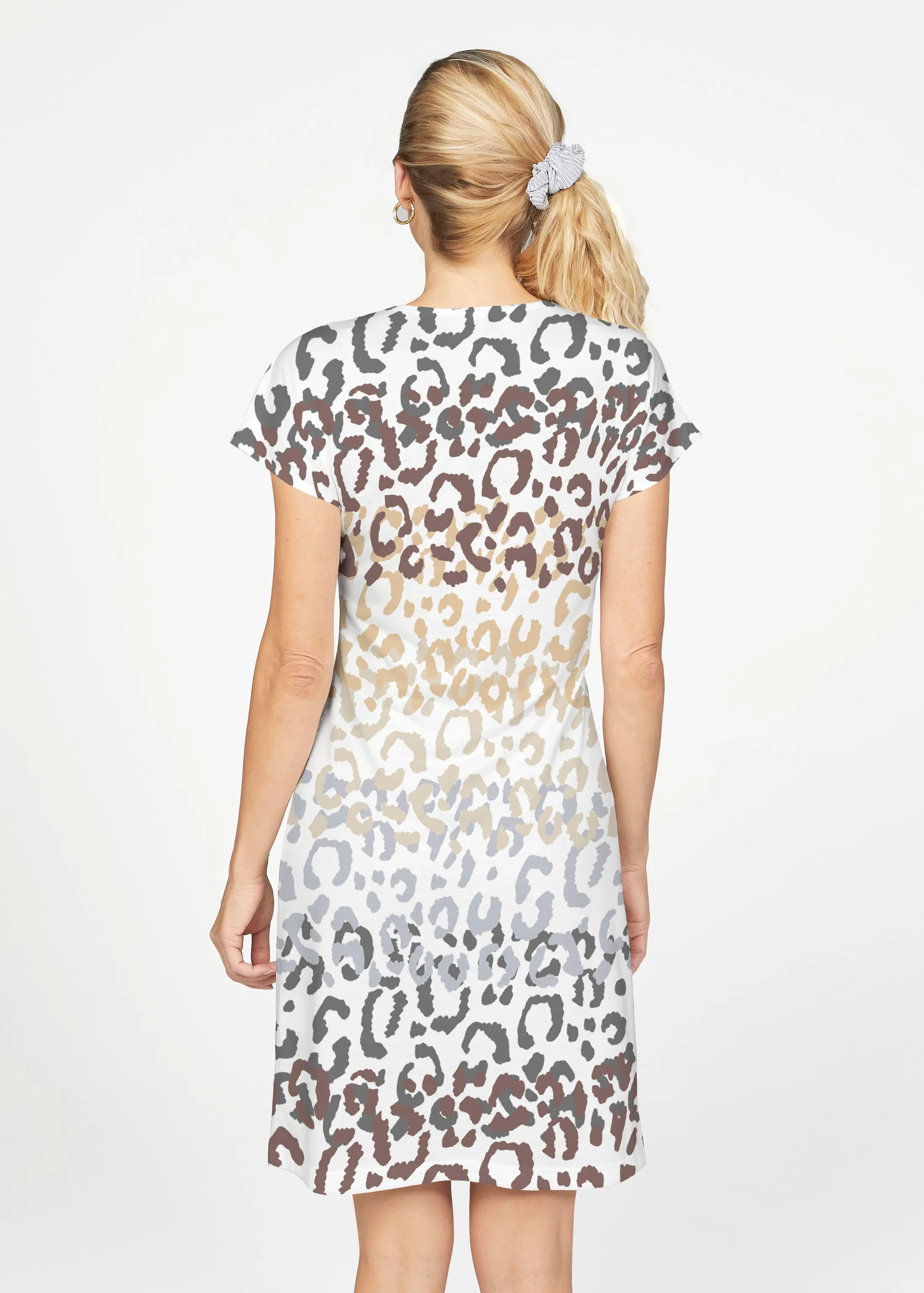 Leopard Ombre (7845) ~ French Terry Short Sleeve Crew Dress
