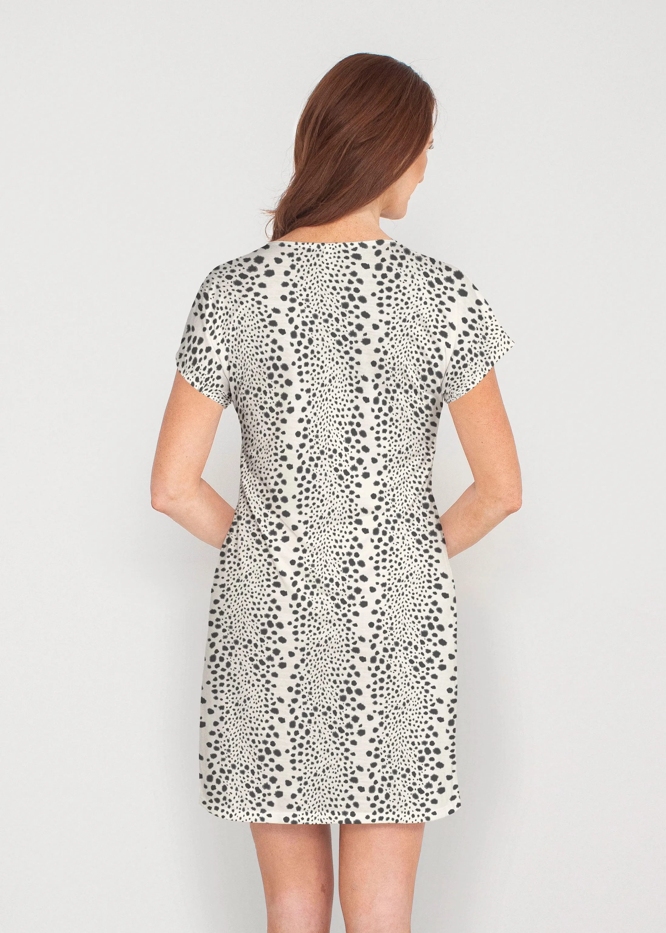 Leopard Rose (8018) ~ French Terry Short Sleeve Crew Dress