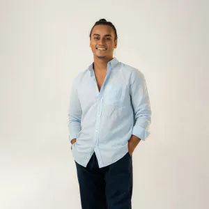 Light Blue Linen Effect Shirt