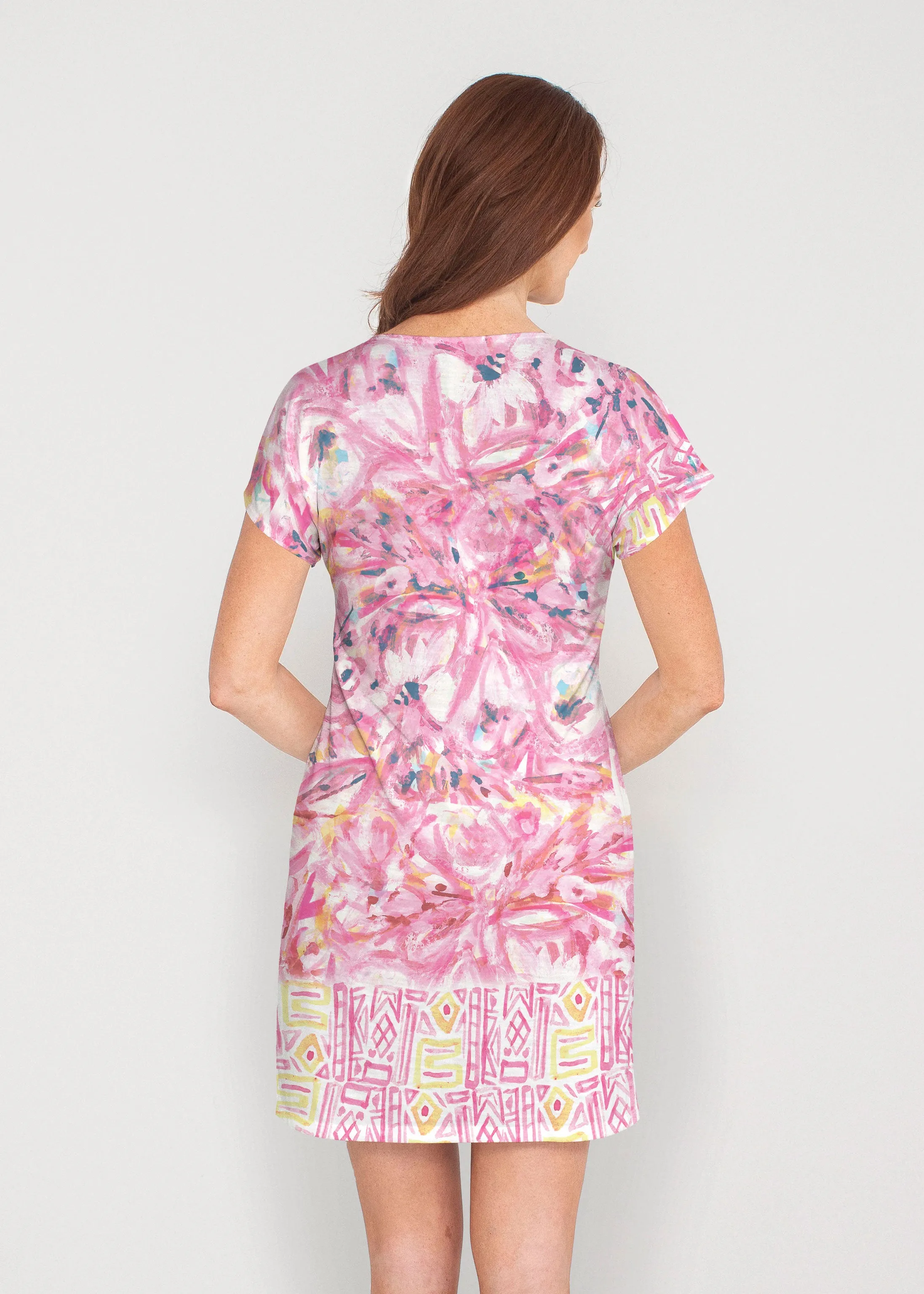 Lilly Pink (17250) ~ French Terry Short Sleeve Crew Dress