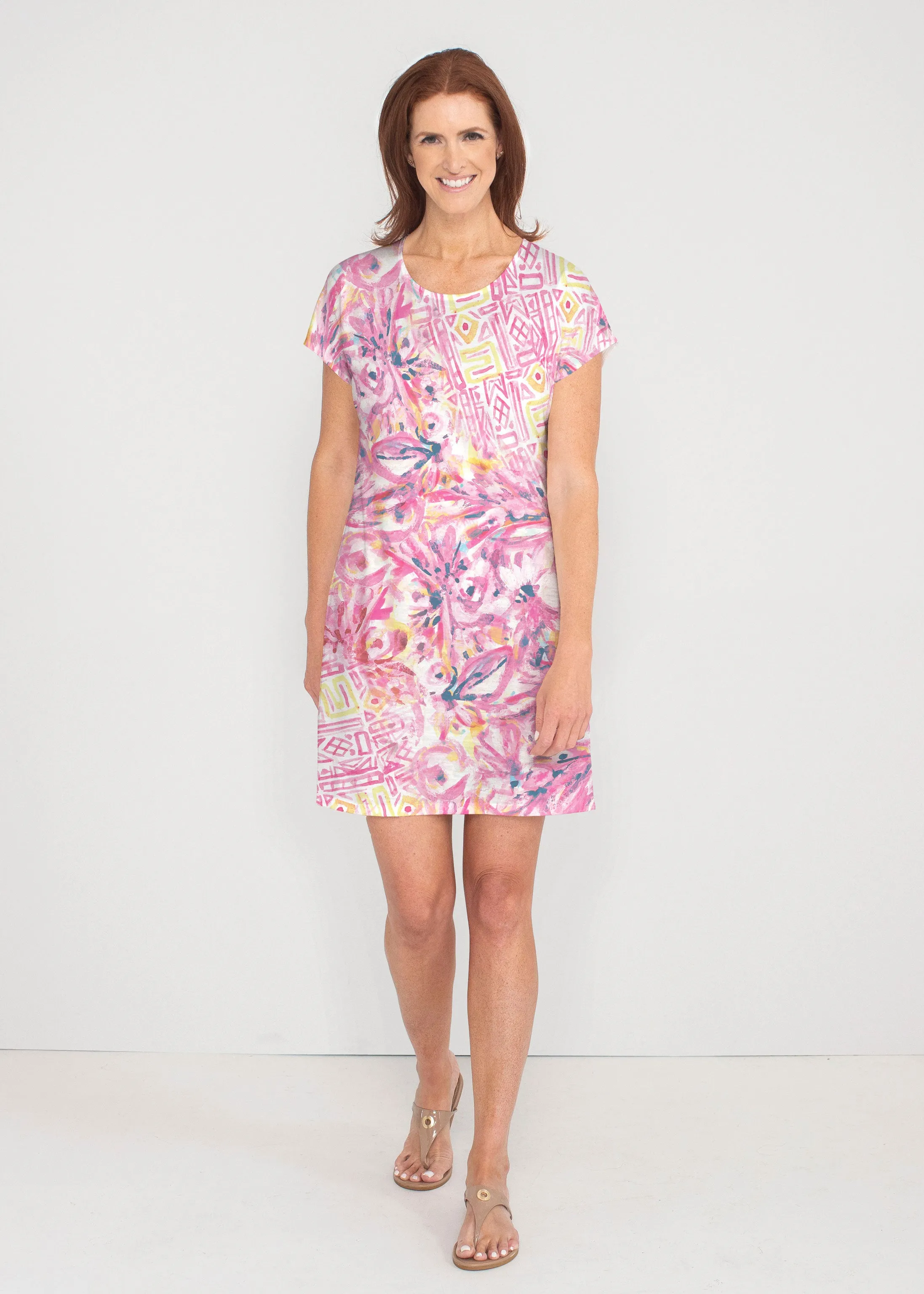 Lilly Pink (17250) ~ French Terry Short Sleeve Crew Dress