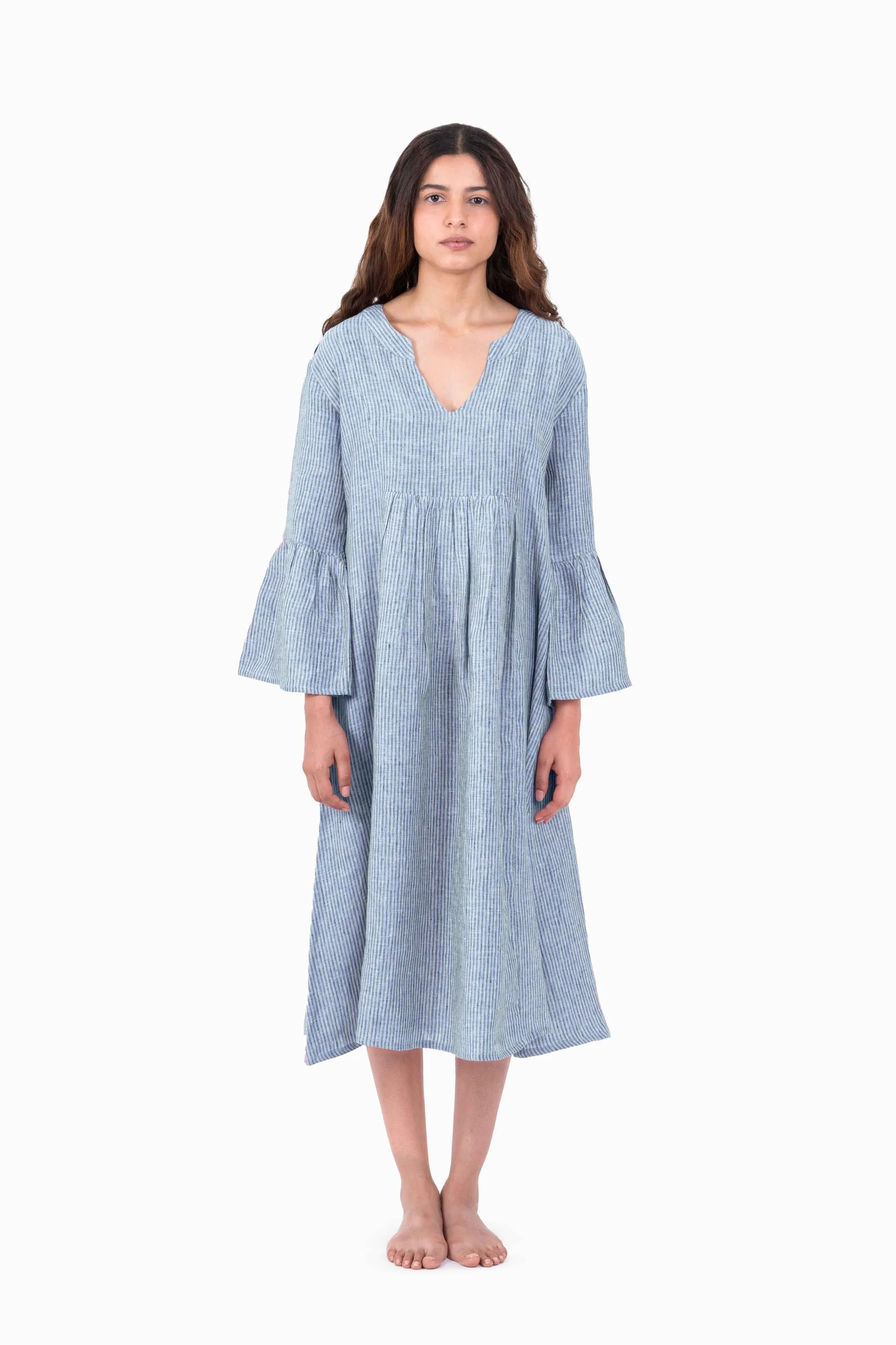 Linen Arlette Dress-Swirly Yellow