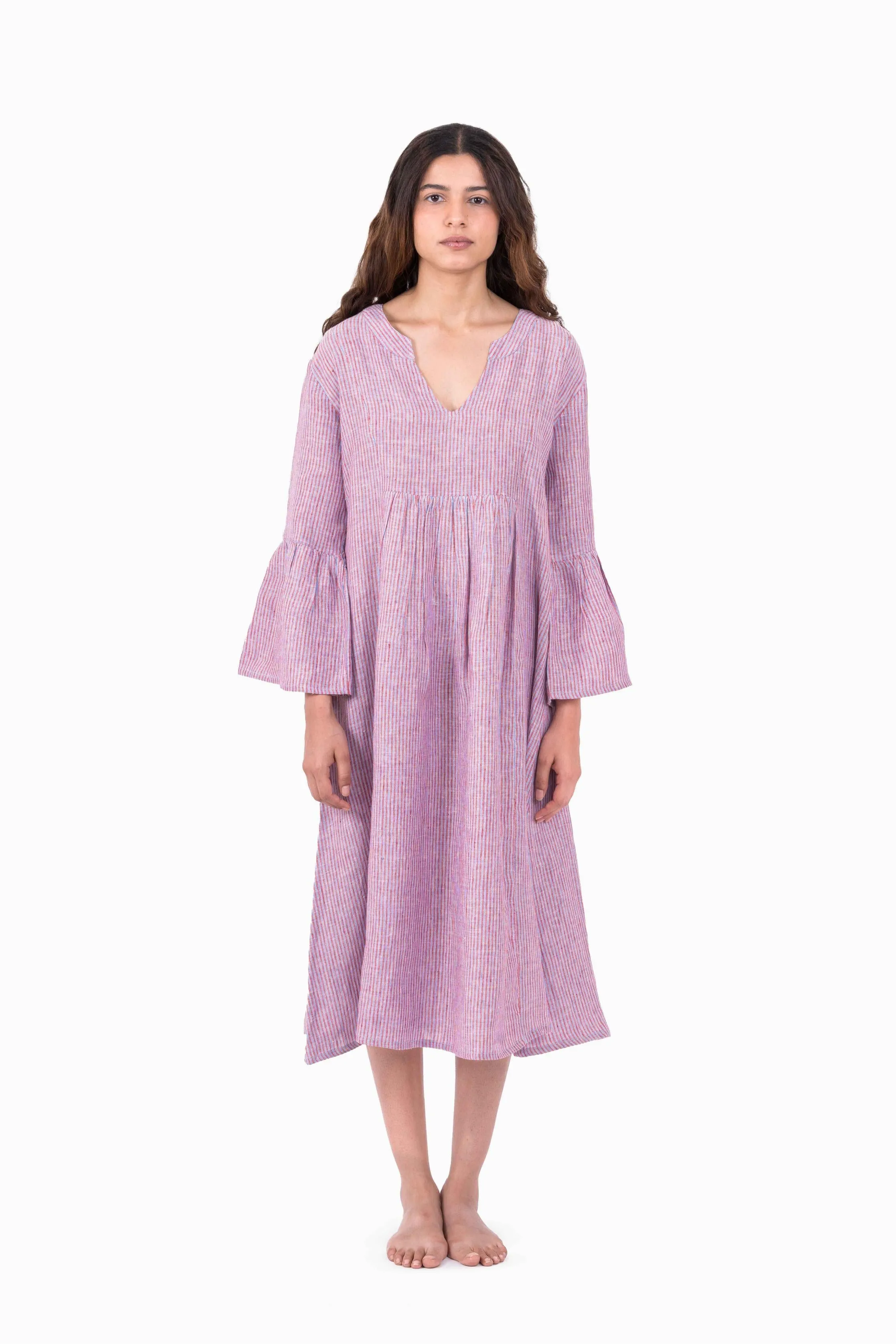 Linen Arlette Dress-Swirly Yellow
