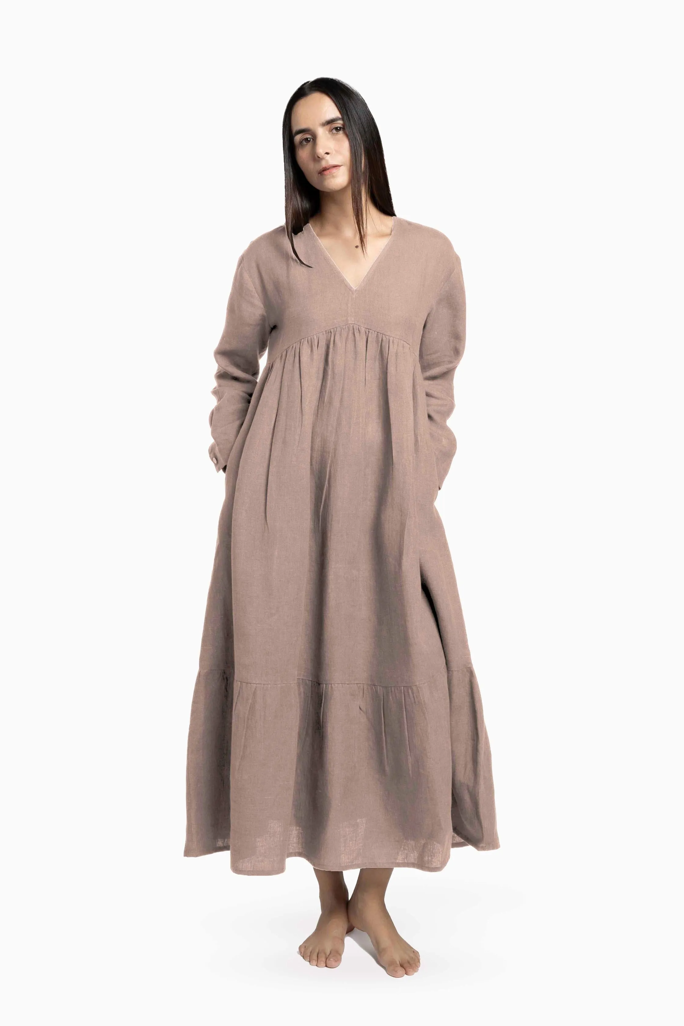 Linen Harbor Maxi Dress-Oatmeal