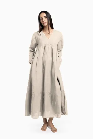 Linen Harbor Maxi Dress-Oatmeal