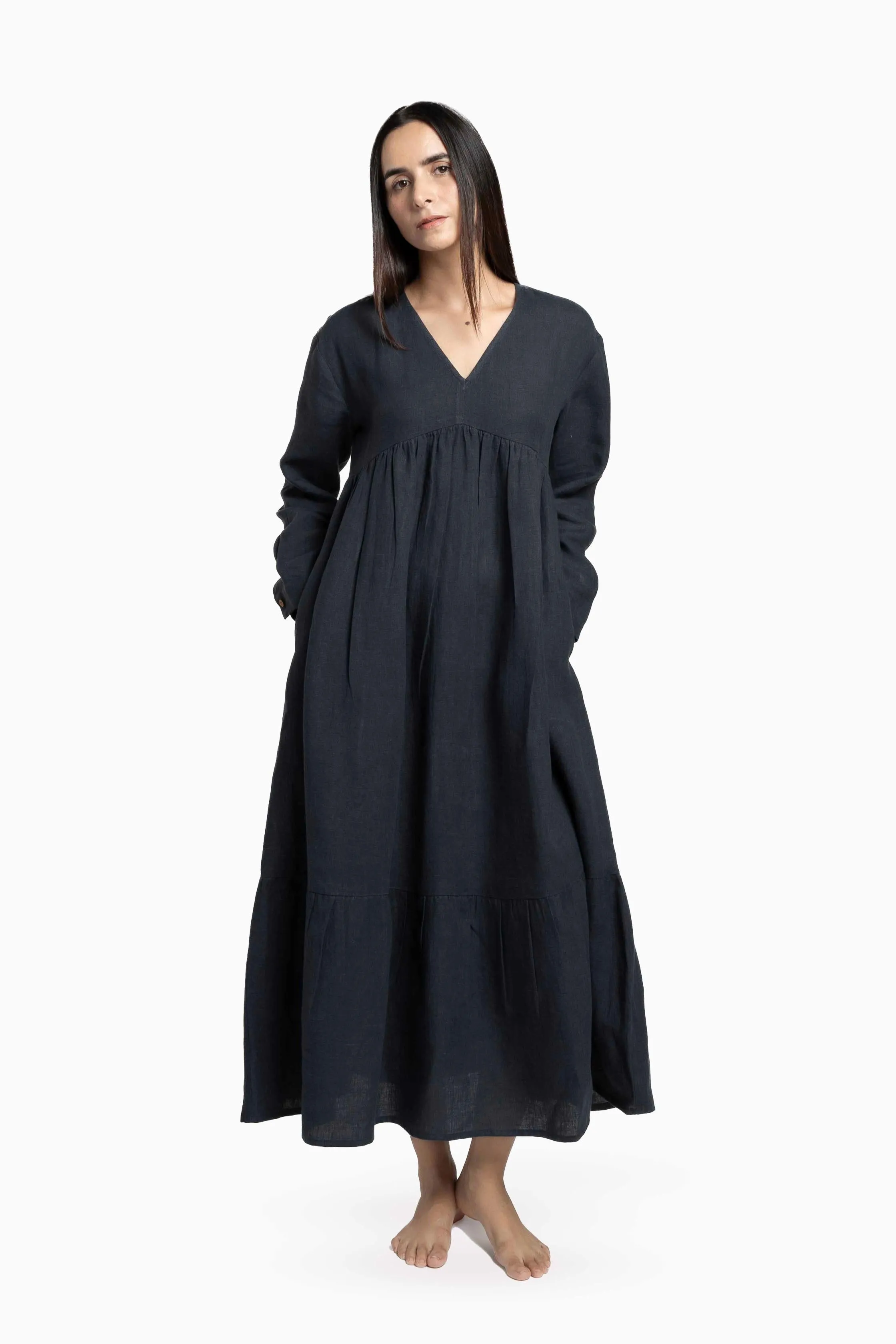 Linen Harbor Maxi Dress-Oatmeal