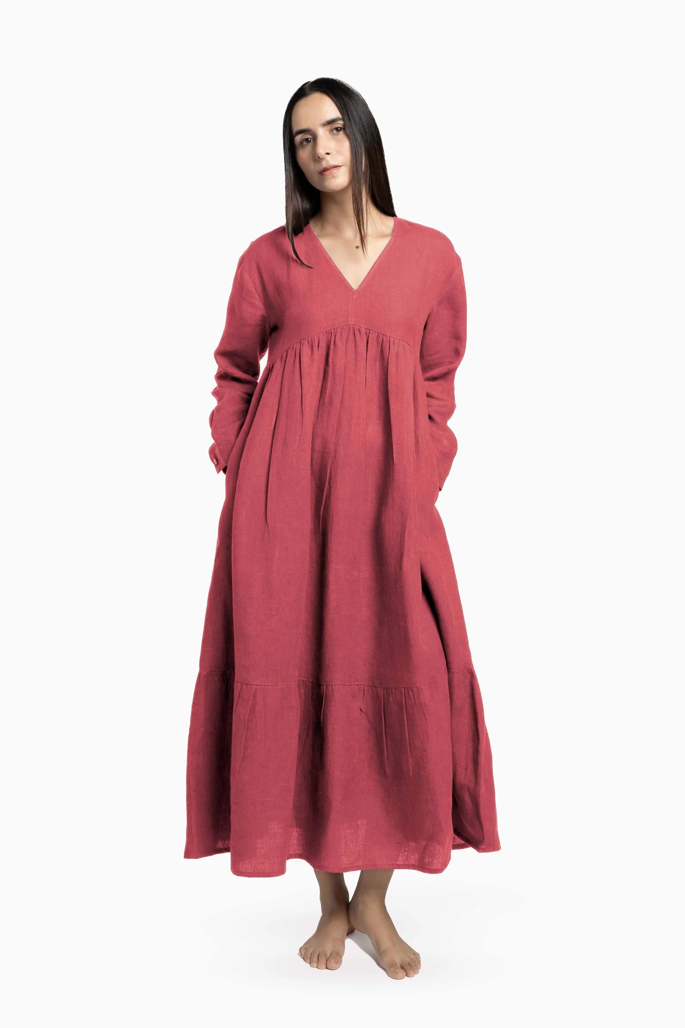 Linen Harbor Maxi Dress-Oatmeal