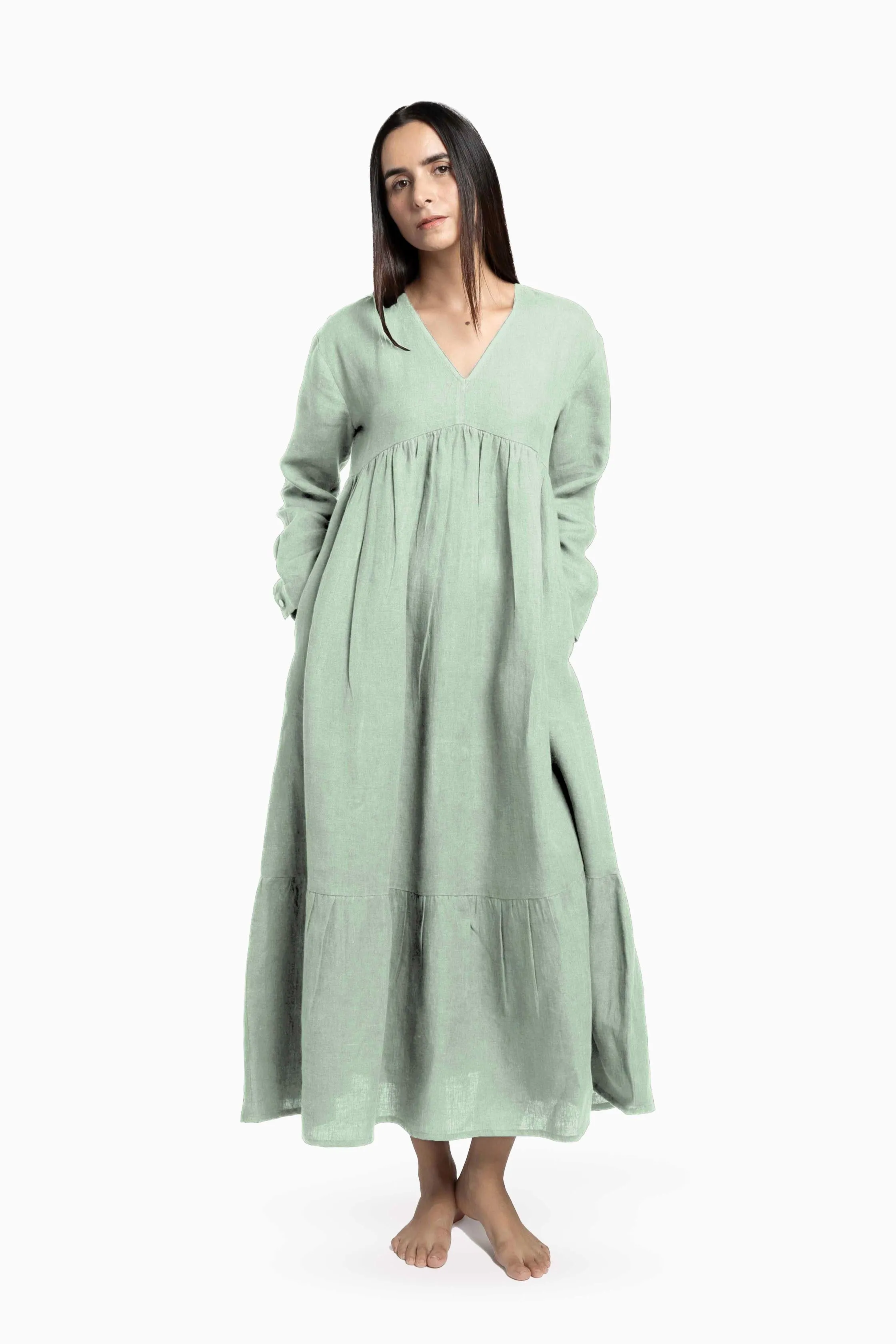 Linen Harbor Maxi Dress-Oatmeal