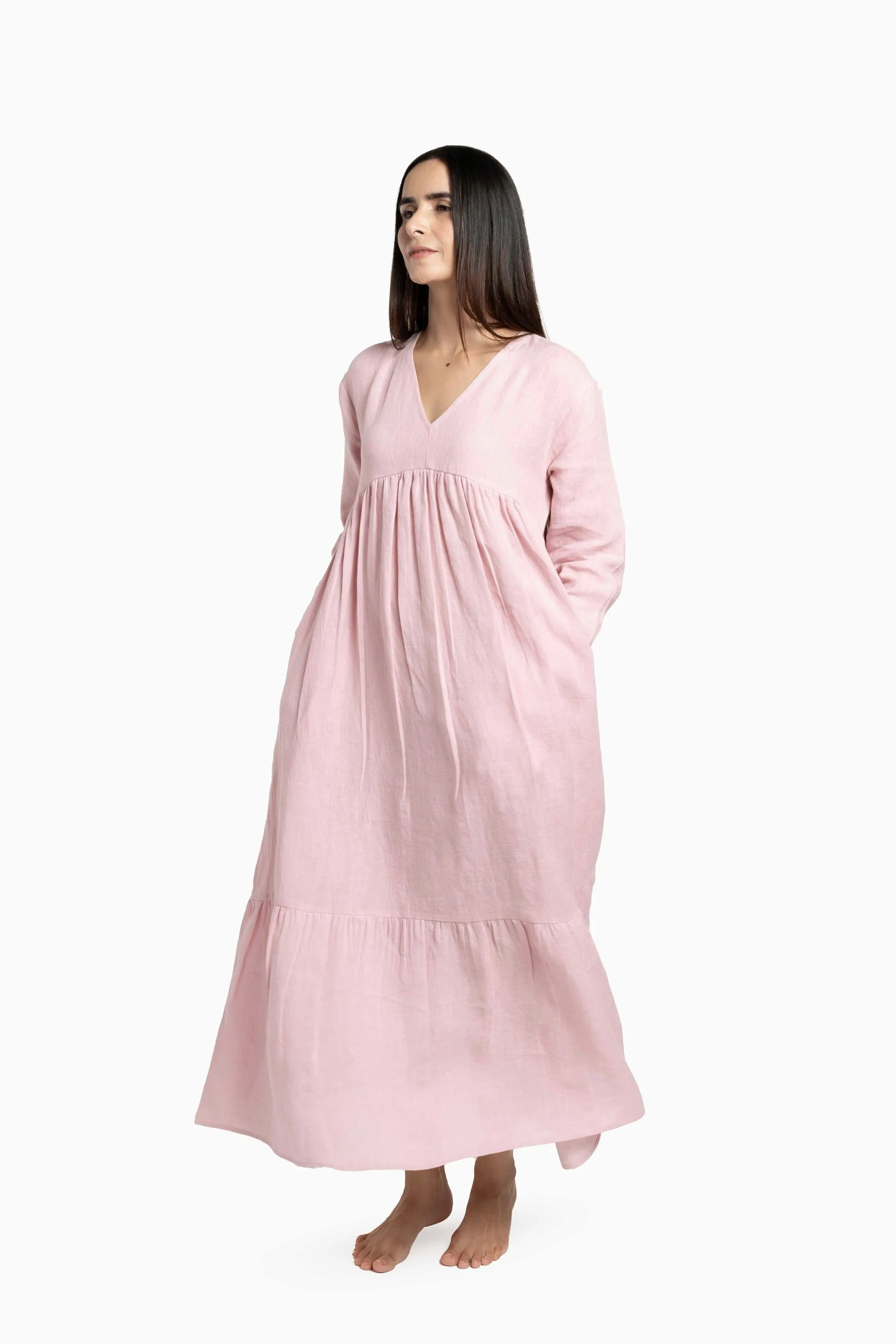 Linen Harbor Maxi Dress-Oatmeal