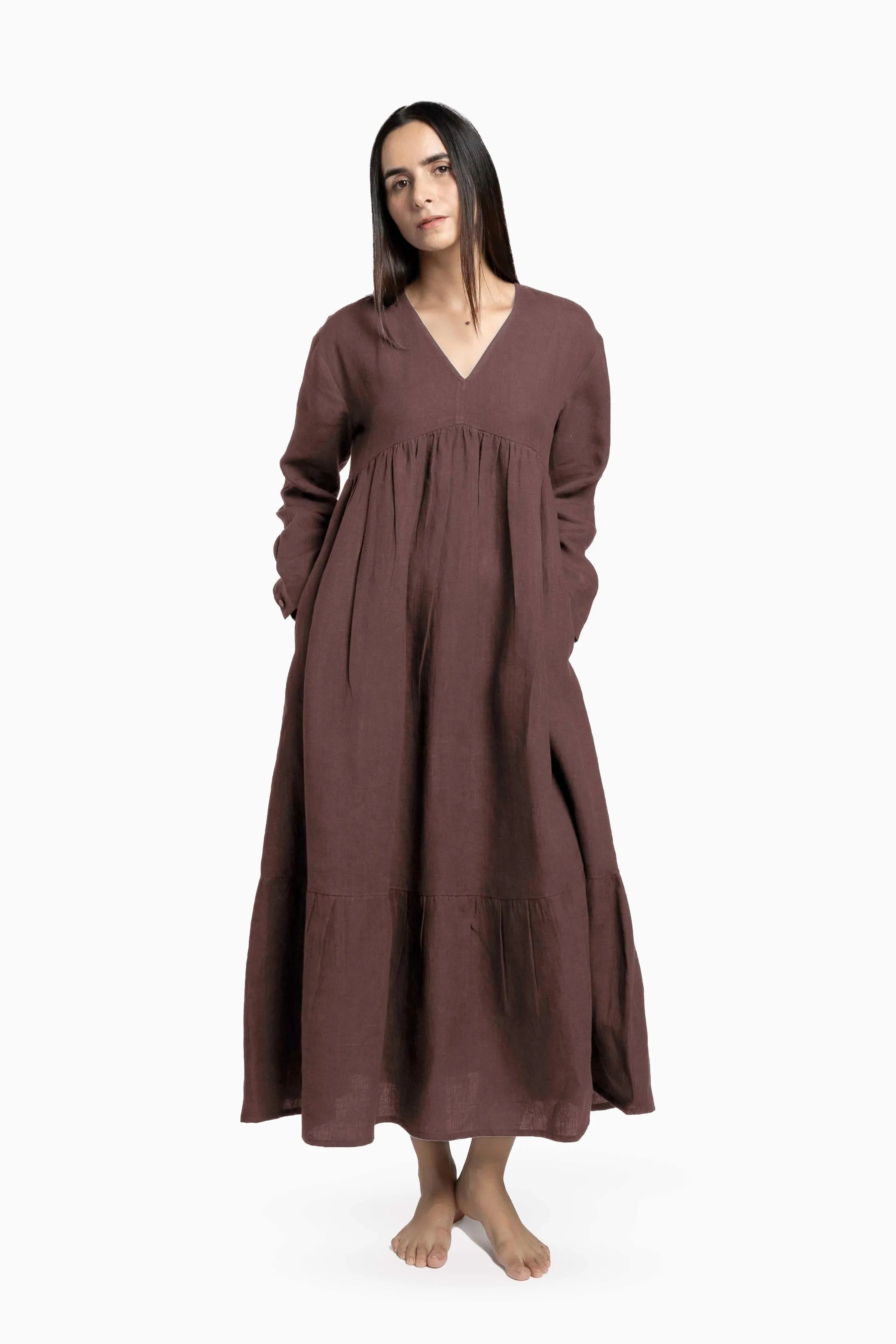 Linen Harbor Maxi Dress-Oatmeal