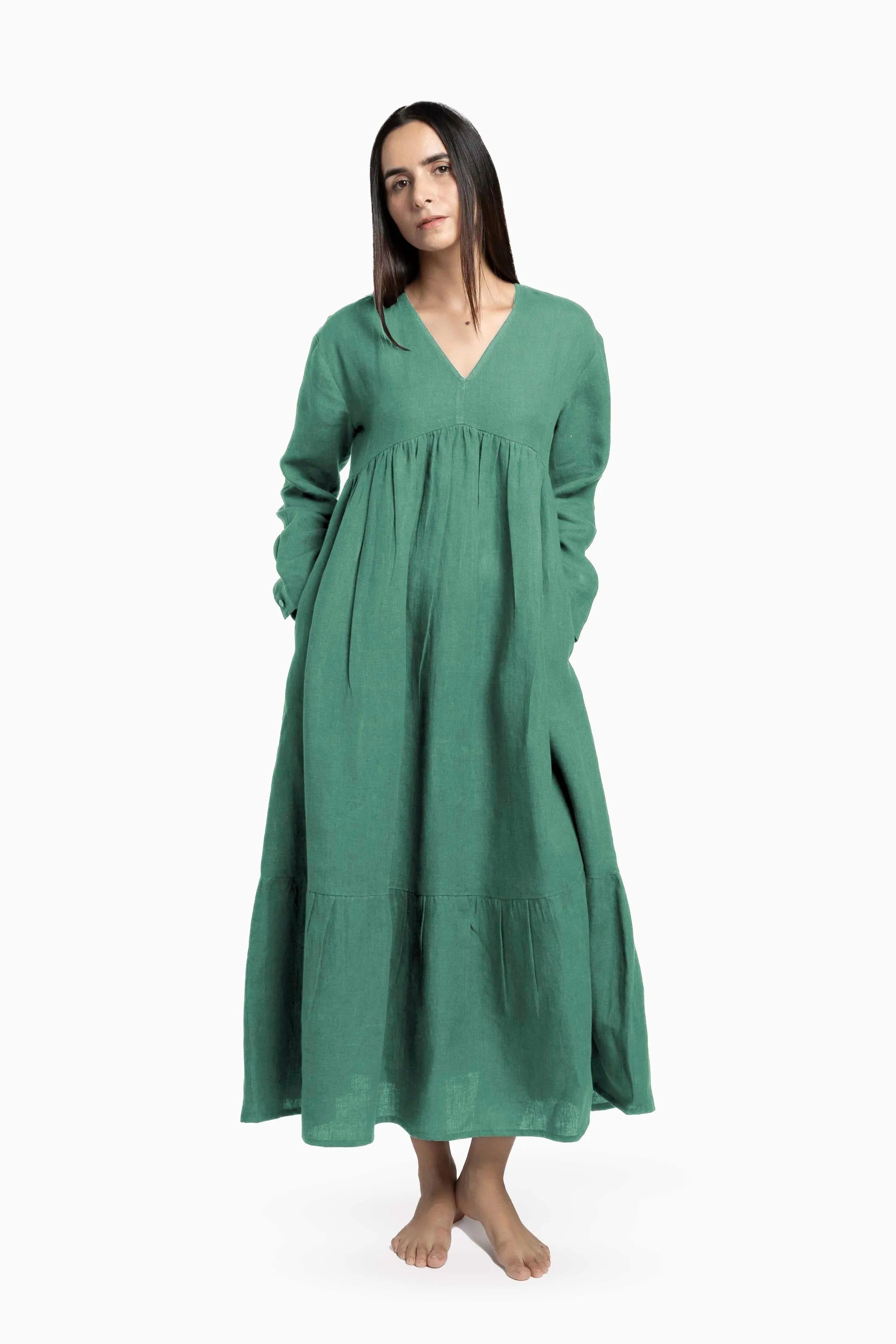 Linen Harbor Maxi Dress-Oatmeal