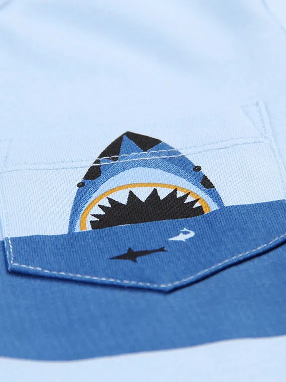 Little Boys Shark White T-shirt