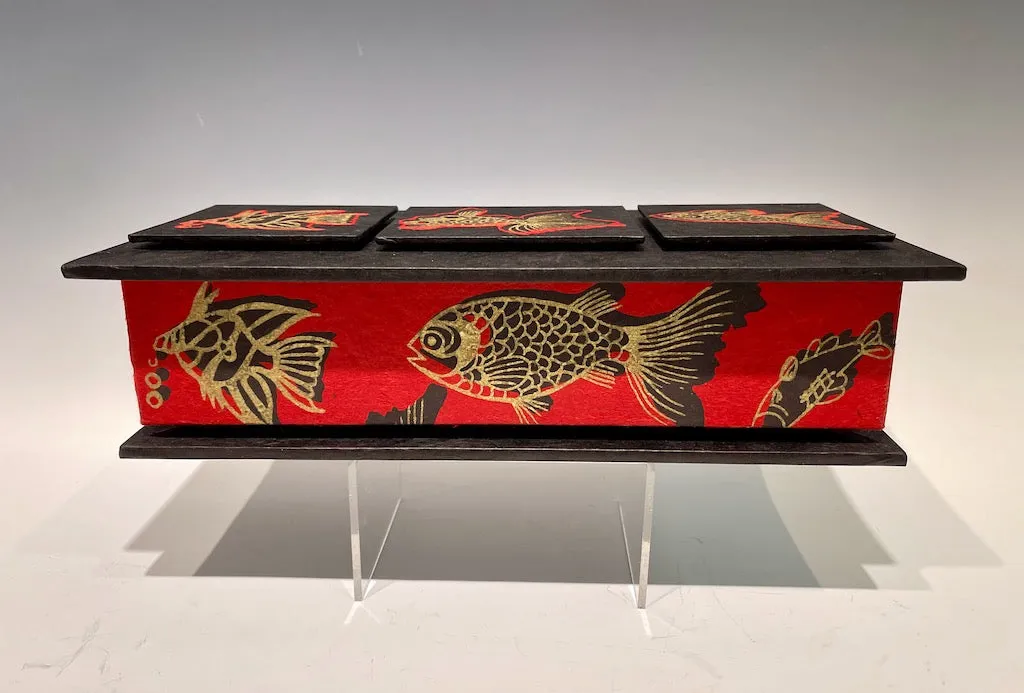 Long Handmade Mixed Media Box with Fish Motif JS114