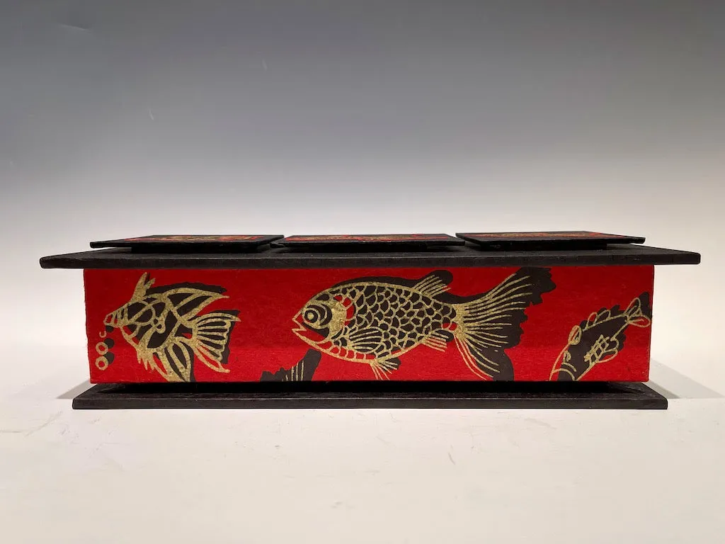 Long Handmade Mixed Media Box with Fish Motif JS114