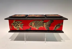 Long Handmade Mixed Media Box with Fish Motif JS114