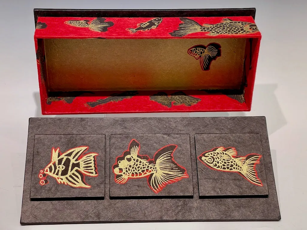 Long Handmade Mixed Media Box with Fish Motif JS114