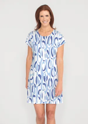 Loop ta Loop Blue (8086) ~ French Terry Short Sleeve Crew Dress