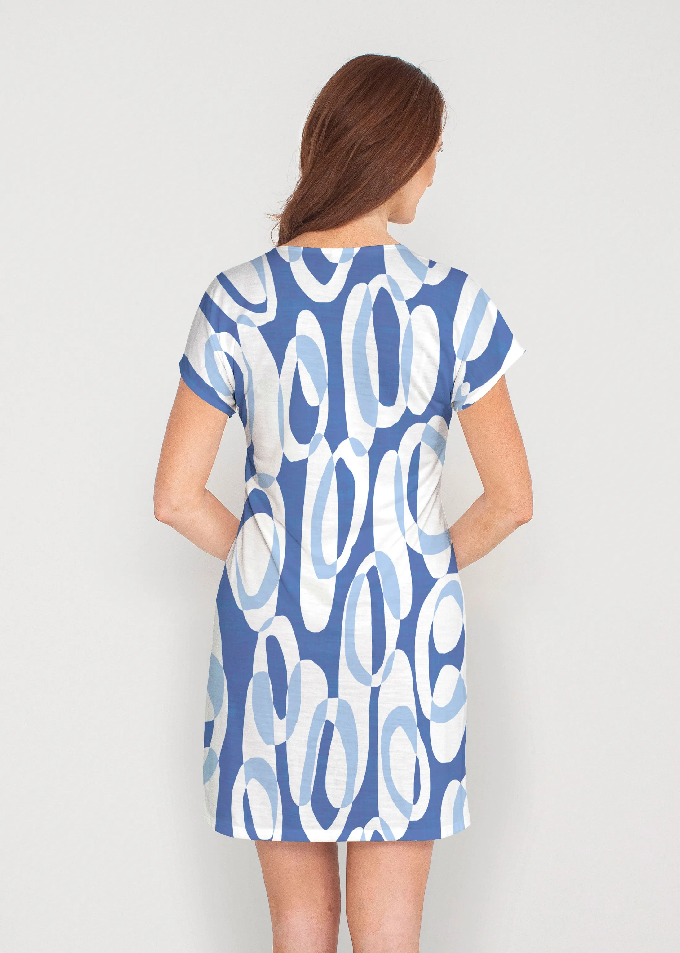 Loop ta Loop Blue (8086) ~ French Terry Short Sleeve Crew Dress