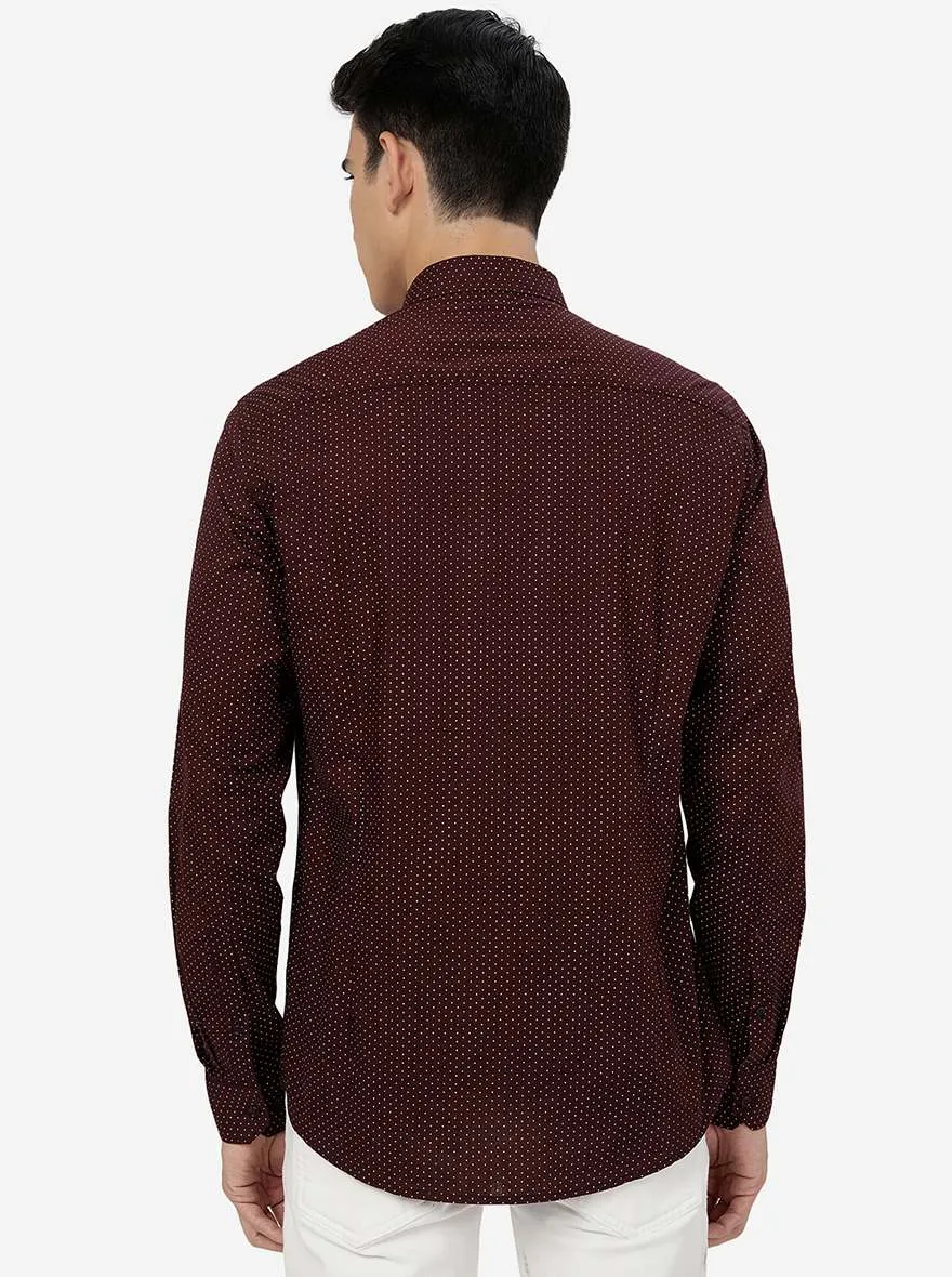 Maroon Printed Smart Fit Semi Casual Shirt | Greenfibre