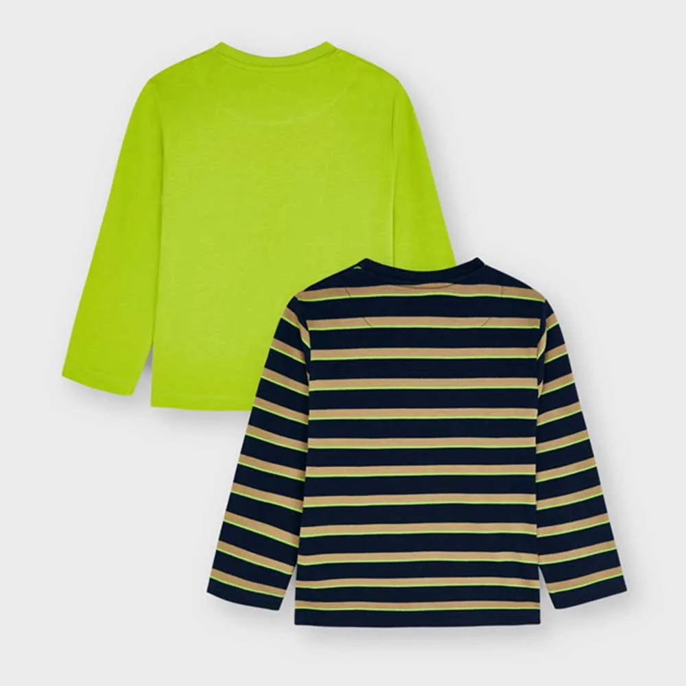 Mayoral 4082 2 Pack Long Sleeve Shirt Set - Navy/Lime