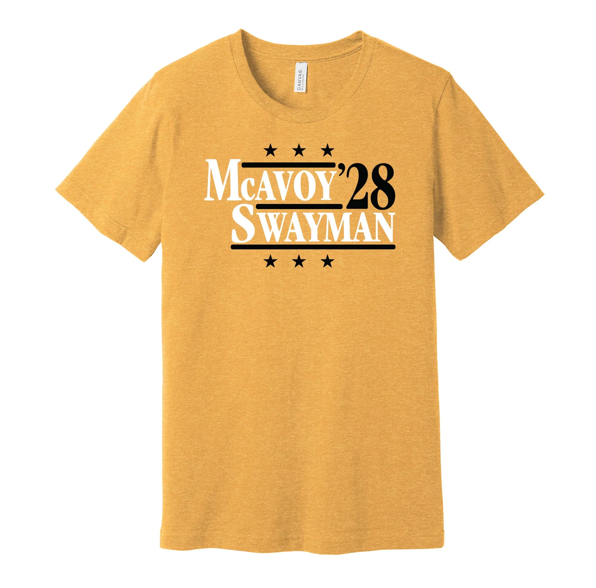McAvoy & Swayman '28 - Boston Hockey Political Campaign Parody T-Shirt - Hyper Than Hype Shirts