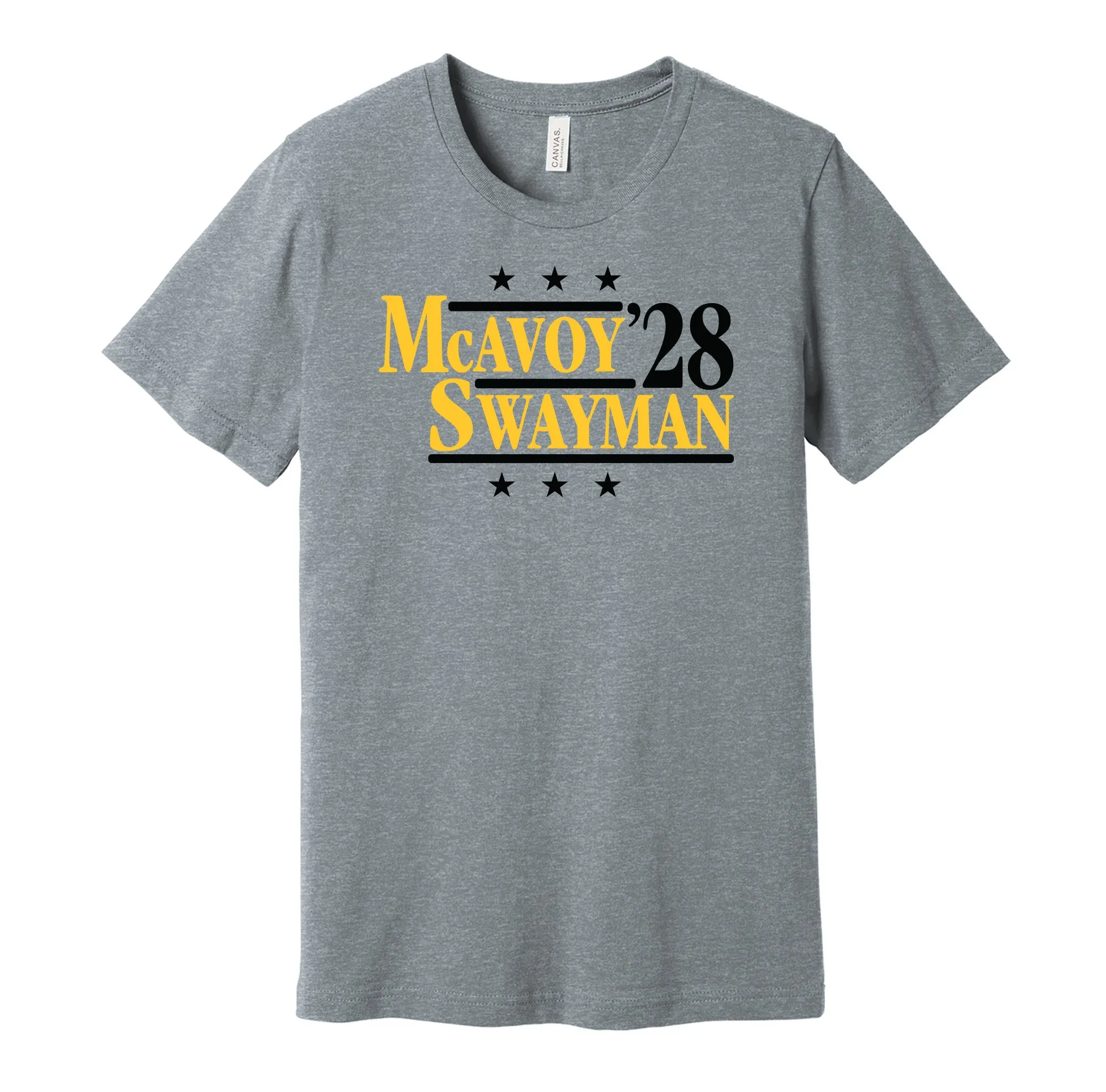 McAvoy & Swayman '28 - Boston Hockey Political Campaign Parody T-Shirt - Hyper Than Hype Shirts