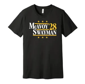 McAvoy & Swayman '28 - Boston Hockey Political Campaign Parody T-Shirt - Hyper Than Hype Shirts