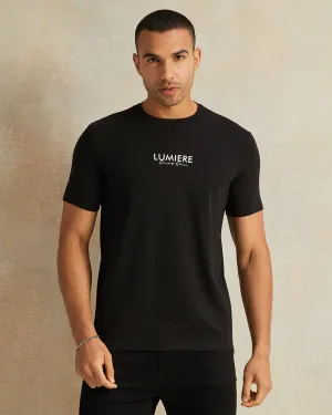 Men Printed Black Cotton Printed Short Sleeve T-Shirt