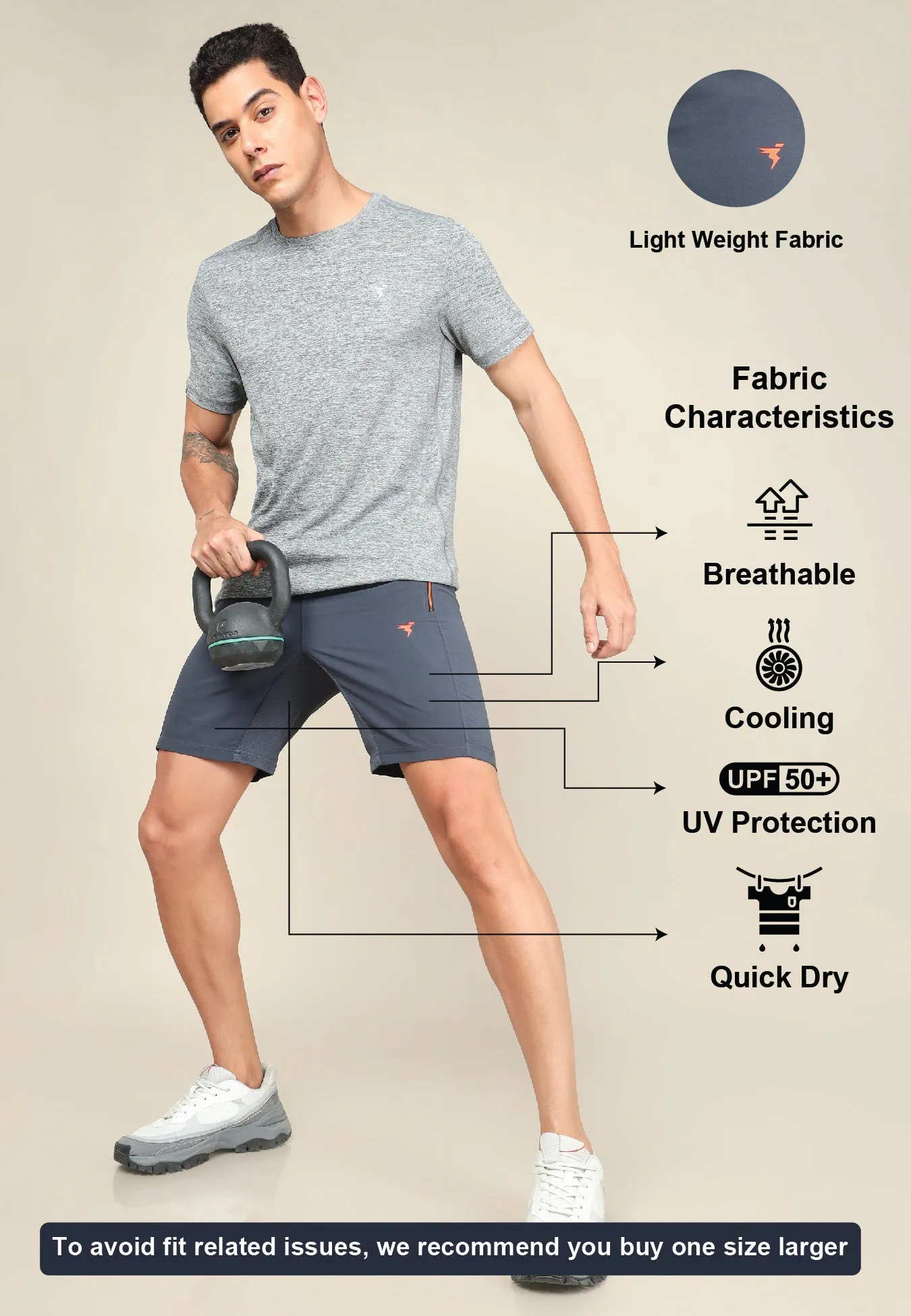 Men Solid Slim Fit Shorts with TECHNOLITE