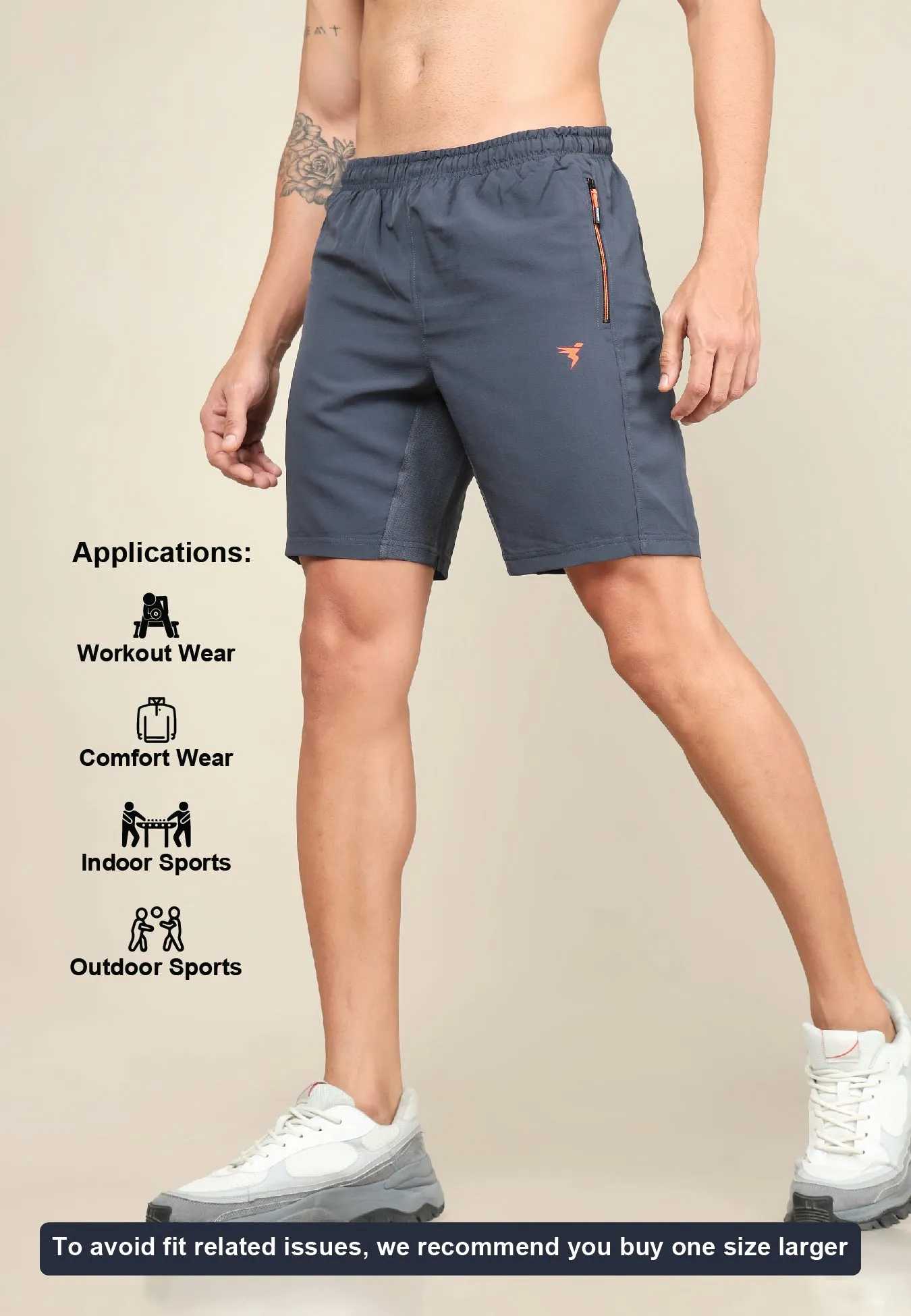 Men Solid Slim Fit Shorts with TECHNOLITE