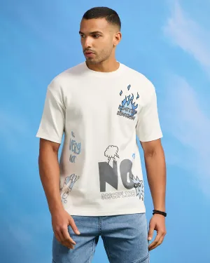 Men White Printed T-Shirt
