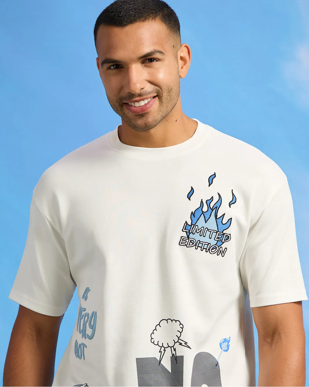 Men White Printed T-Shirt