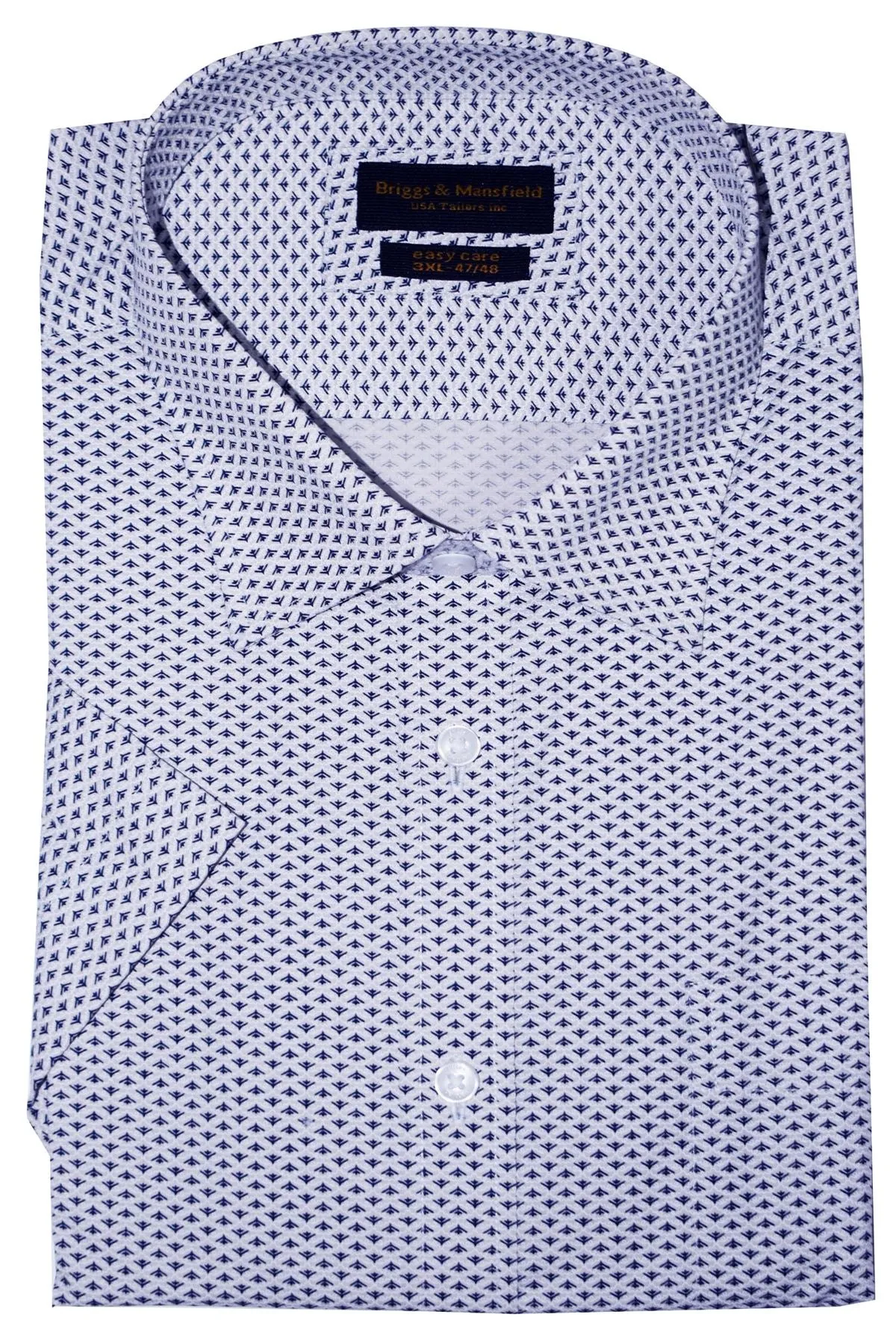 Mens Big Size Cotton Rich Kent Collar Short Sleeve Smart Casual Shirts by Briggs & Mansfield