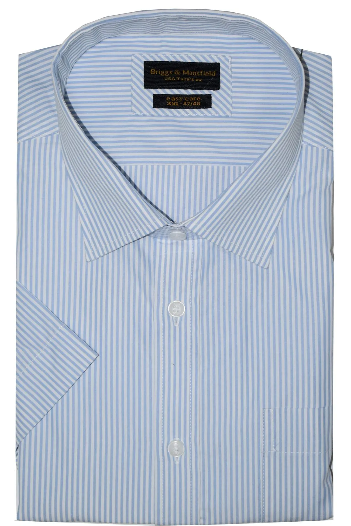 Mens Big Size Cotton Rich Kent Collar Short Sleeve Smart Casual Shirts by Briggs & Mansfield
