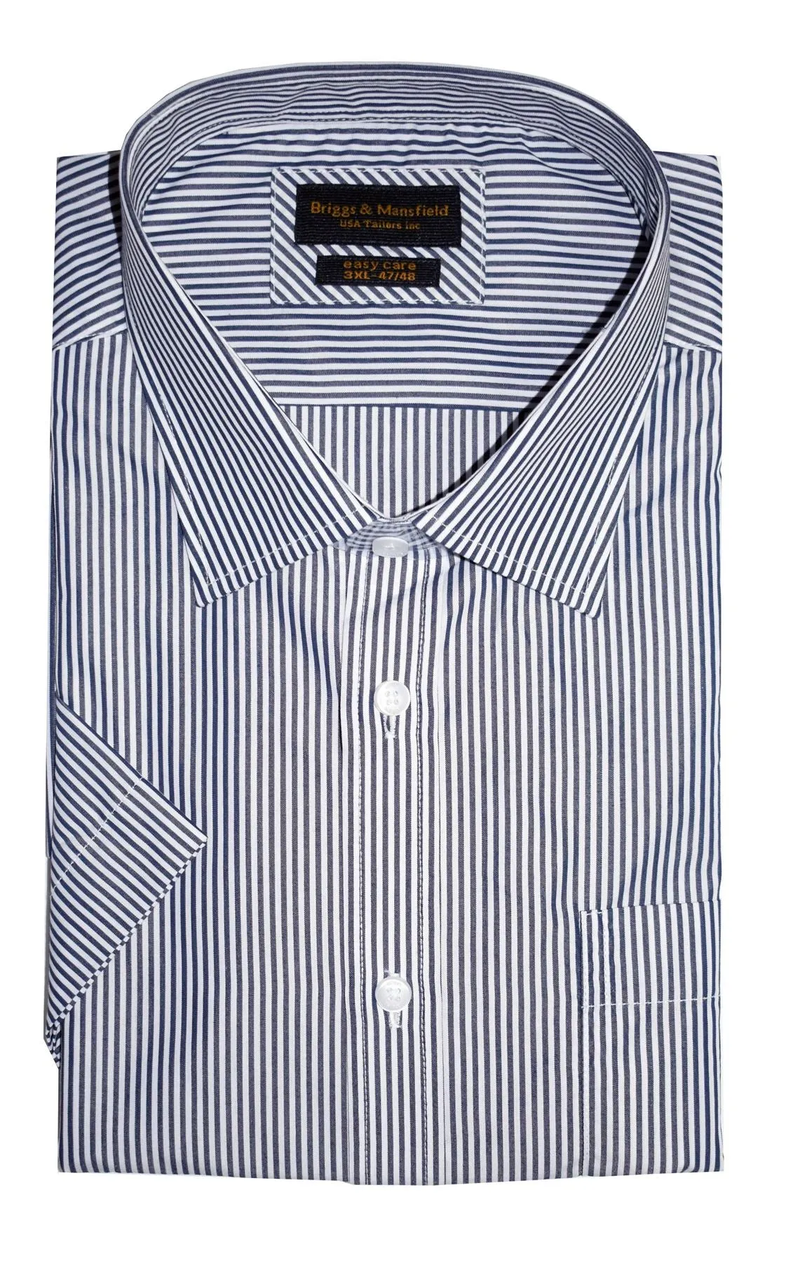 Mens Big Size Cotton Rich Kent Collar Short Sleeve Smart Casual Shirts by Briggs & Mansfield