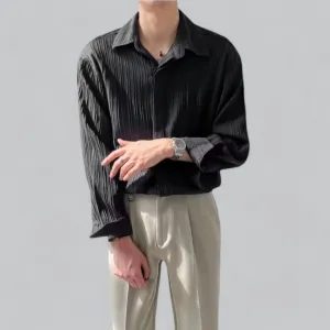 Men's long sleeve shirt sophisticated casual attire - lightweight fabric for daily wear
