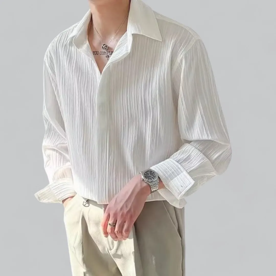 Men's long sleeve shirt sophisticated casual attire - lightweight fabric for daily wear