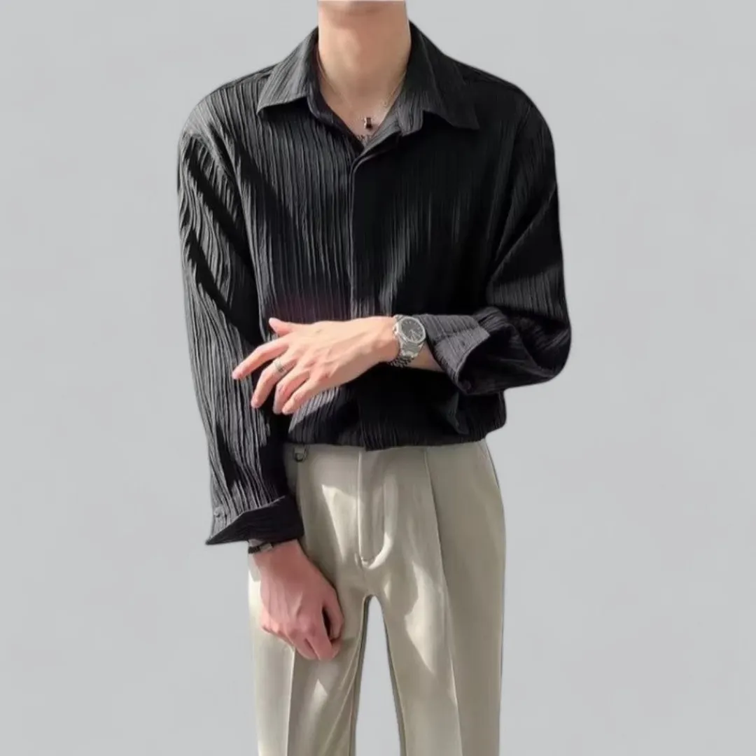 Men's long sleeve shirt sophisticated casual attire - lightweight fabric for daily wear
