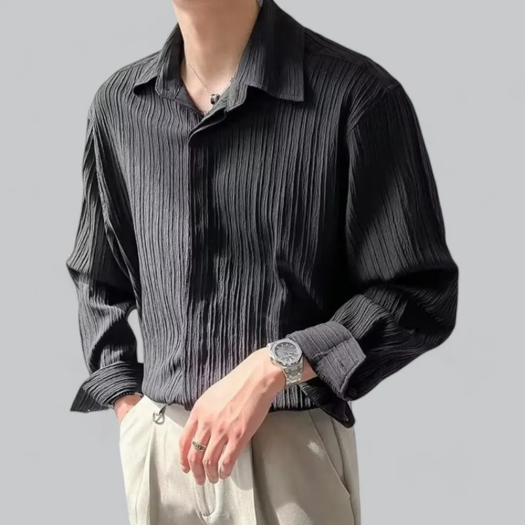 Men's long sleeve shirt sophisticated casual attire - lightweight fabric for daily wear